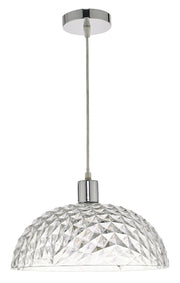 Dar Tobin TOB6508 Small Easy Fit Pendant Shade In Clear Textured Acrylic Finish
