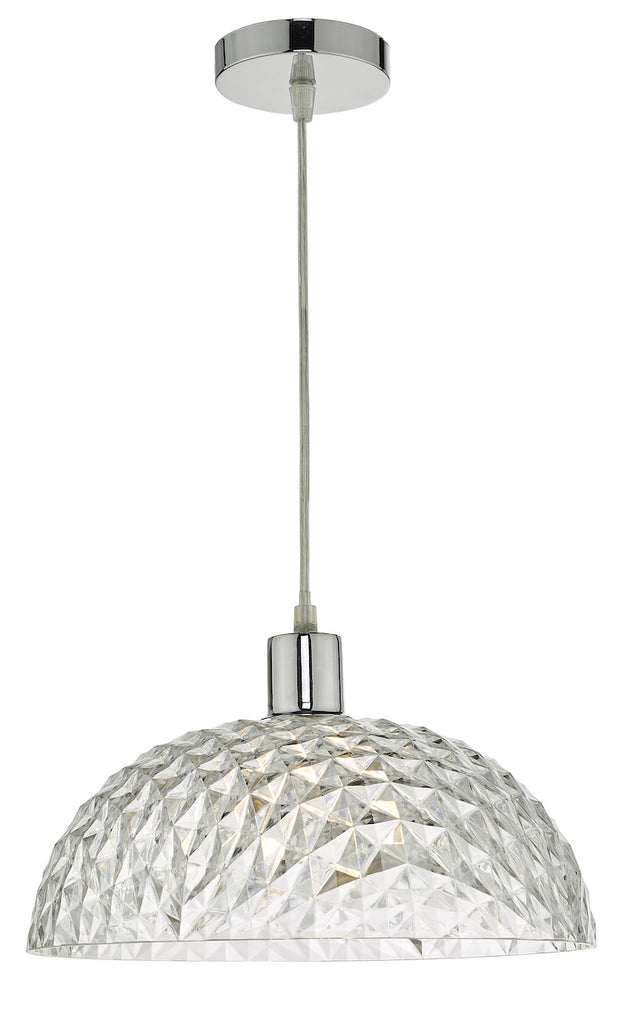Dar Tobin TOB6508 Small Easy Fit Pendant Shade In Clear Textured Acrylic Finish