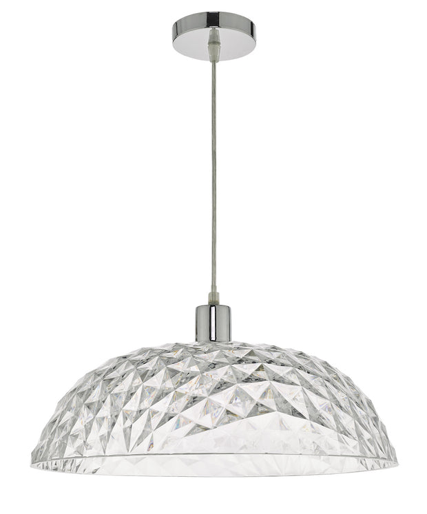 Dar Tobin TOB8608 Large Easy Fit Pendant Shade In Clear Textured Acrylic Finish
