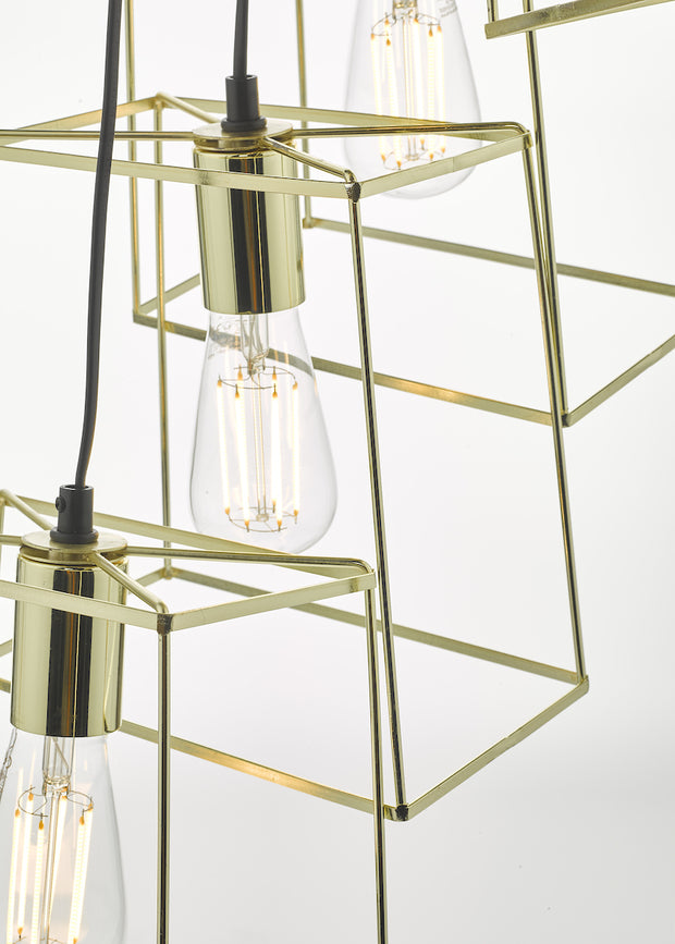Dar Tower TOW0635 6 Light Cluster Pendant In Polished Gold Finish