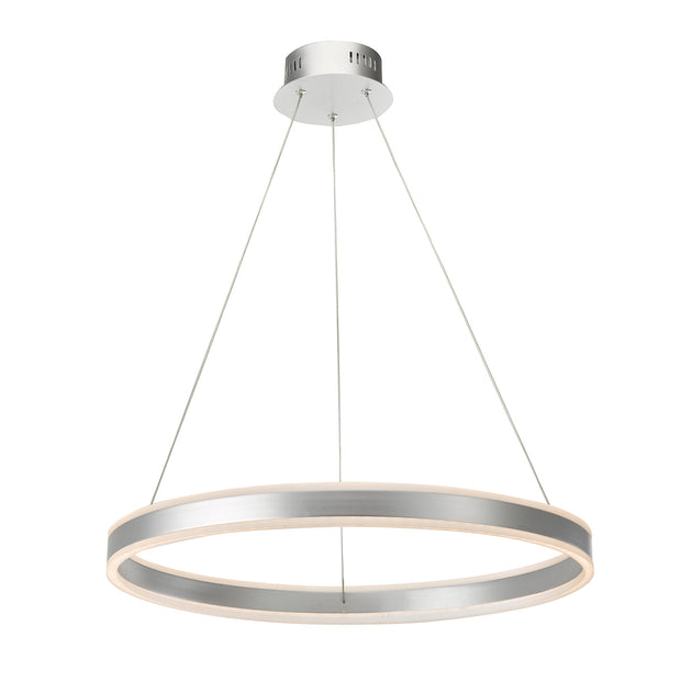 Dar Tybalt TYB0132 LED Pendant In Satin Silver Finish With Acrylic Diffuser
