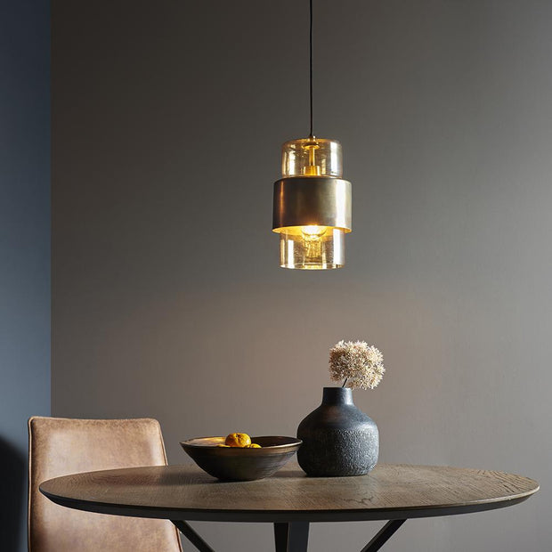 Thorlight Arielle Brass Patina Finish Single Pendant Light Complete With Champagne Glass