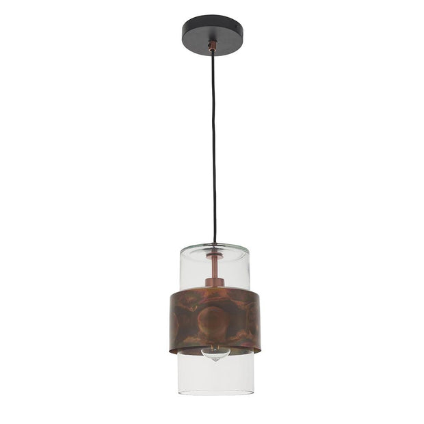 Thorlight Arielle Copper Patina Finish Single Pendant Light Complete With Clear Glass