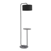 Thorlight Aris Satin Black Finish Floor Lamp Complete With Black Fabric Shade & Table