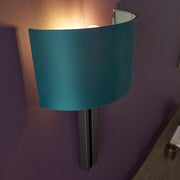 Thorlight Celia Brushed Bronze Single Wall Light Complete With Satin Teal Fabric Shade