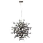 Thorlight Clementine Black Chrome 9 Light Pendant Complete With Tinited Smoke Glass Spheres