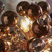 Thorlight Clementine Copper Finish 9 Light Pendant Complete With Copper And Tinted Smoked Glass Spheres