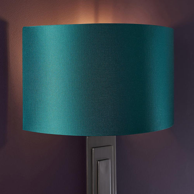 Thorlight Fallon Brushed Bronze Single Wall Light Complete With Satin Teal Fabric Shade