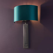 Thorlight Fallon Brushed Bronze Single Wall Light Complete With Satin Teal Fabric Shade