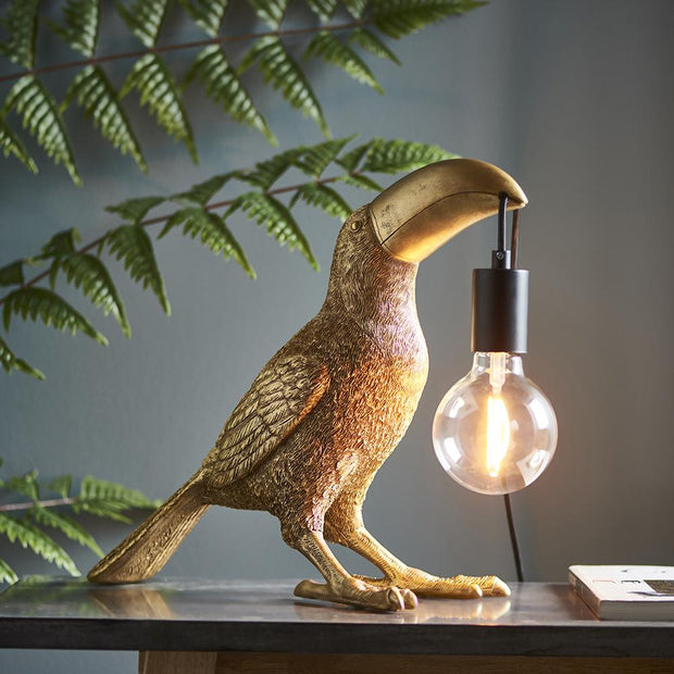 Vintage gold Toucan table lamp
