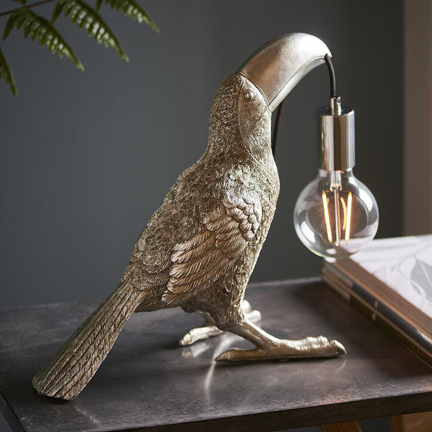 Thorlight Kiana Vintage Silver Toucan Table Lamp