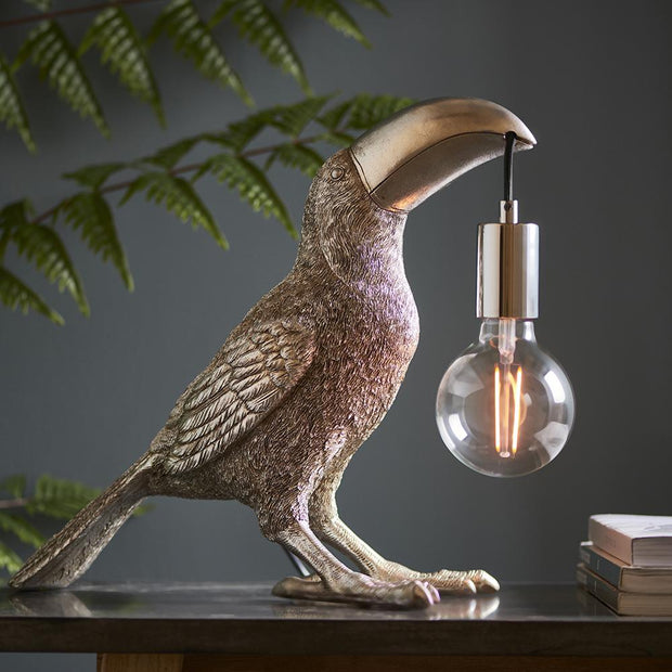 Vintage silver Toucan table lamp