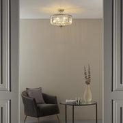 Thorlight Melia Polished Nickel Finish 3 Light Semi Flush Ceiling Light Complete With Clear Cut Faceted Glass Drops