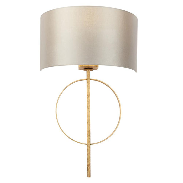 Thorlight Noor Antique Gold Leaf Single Wall Light Complete With Satin Mink Fabric Shade