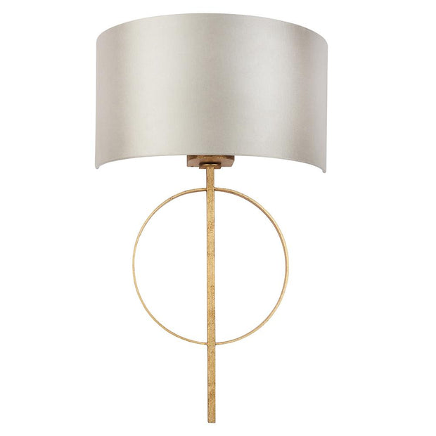 Thorlight Noor Antique Gold Leaf Single Wall Light Complete With Satin Mink Fabric Shade