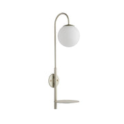 Thorlight Phoenix Satin Champagne Painted Plug-In Wall Light With Opal Glass Globe and Shelf