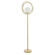 Thorlight Ravi Brushed Gold Finish Floor Lamp Complete With Glossy Opal Glass Globe