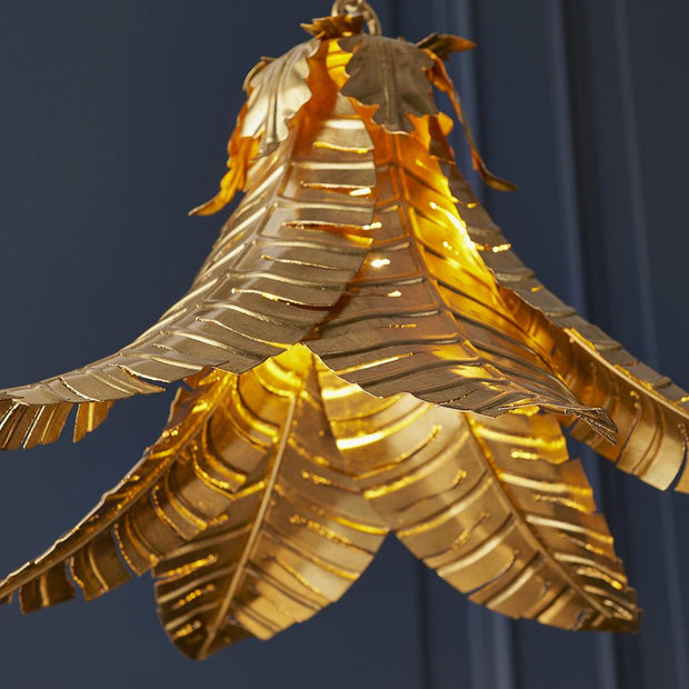 Thorlight Tatum Distressed Gold 1 Light Leaf Shape Pendant