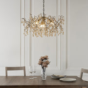 Thorlight Tova Aged Gold Finish 4 Light Pendant Complete With Champagne Glass Teardrops
