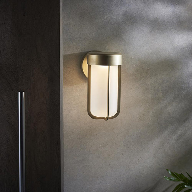 Thorlight Vada Brushed Gold Finish LED Exterior Wall Light Complete With Frosted Glass - IP44, 2700K