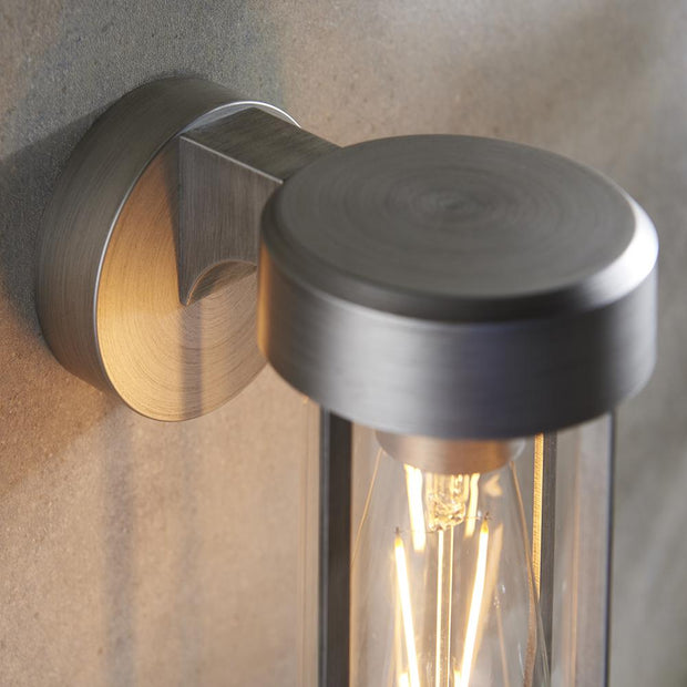 Thorlight Vada Brushed Silver Finish Exterior Wall Light Complete With Clear Glass - IP44
