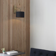 Thorlight Yareli Matt Brass Finish Wall Light Complete With Black Cotton Shade