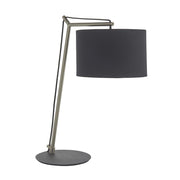 Thorlight Yareli Matt Nickel & Black Finish Angular Table Lamp Complete With Black Cotton Shade