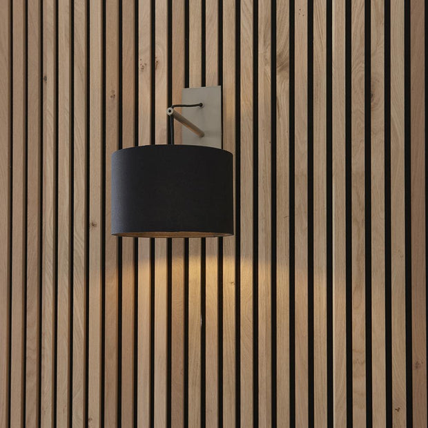 Thorlight Yareli Matt Nickel Finish Wall Light Complete With Black Cotton Shade