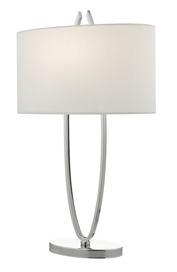 Dar Utara UTA4250 Table Lamp In Polished Chrome Finish Complete With Ivory Shade