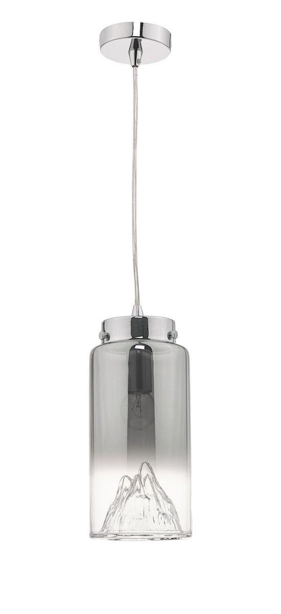 Dar Vahla VAH0110 Single Pendant In Polished Chrome Finish With Smoked Ombre Glass