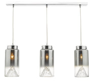 Dar Vahla VAH0310 3 Light Bar Pendant In Polished Chrome Finish With Smoked Ombre Glass Shades