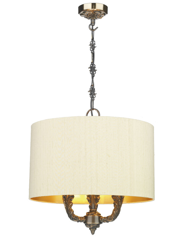David Hunt Valerio VAL0300 3 Light Pendant Complete With Silk Shade (Specify Colour)