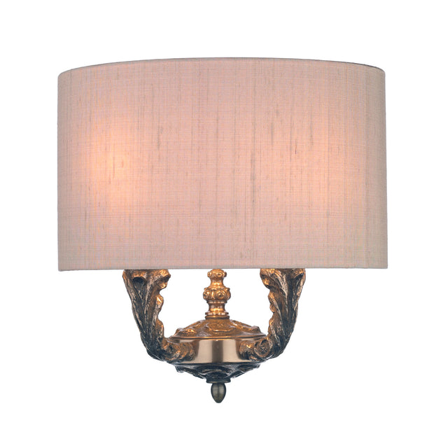David Hunt Valerio VAL0900 2 Light Wall Light Complete With Silk Shade - (Specify Colour)