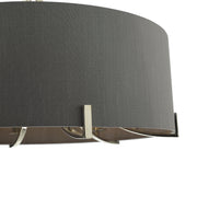 Dar Veyron 6 Light Pendant In Polished Nickel Complete With Grey Shade