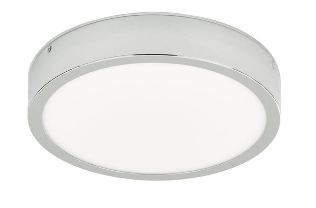 Dar Warona WAR5250 LED Flush Ceiling Light In Polished Chrome Finish With White Acrylic Diffuser Complete With Speaker - IP44