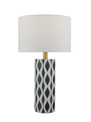 Dar Weylin WEY4223 Ceramic Table Lamp In Blue & White Finish Complete With White Shade