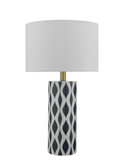 Dar Weylin WEY4223 Ceramic Table Lamp In Blue & White Finish Complete With White Shade