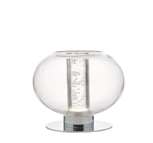 Dar Yomara YOM4150 LED Table Lamp In Polished Chrome & Glass Finish With Acrylic Bubble Effect Centre