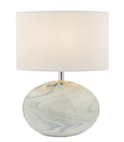 Dar Yuval YUV4223 Table Lamp In Blue Marble Effect Finish Complete With Ivory Shade