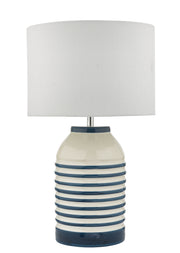 Dar Zabe ZAB4223 Ceramic Table Lamp In White & Blue Finish Complete With Ivory Shade