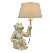 Dar Zira Silver Finish 1 Light Monkey Table Lamp Complete With Taupe Shade