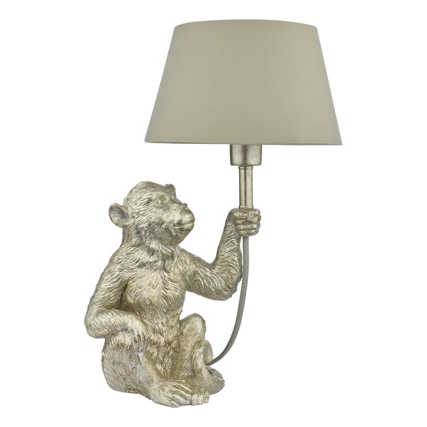 Dar Zira Silver Finish 1 Light Monkey Table Lamp Complete With Taupe Shade