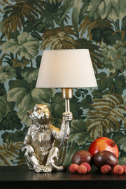 Dar Zira Silver Monkey Table Lamp With Taupe Shade ZIR4232