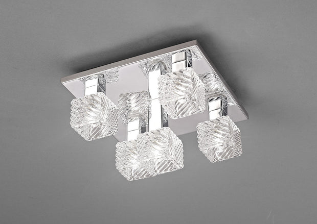 Deco Accor D0162 Polished Chrome 5 Light Flush Ceiling Light With Clear Glass Shades