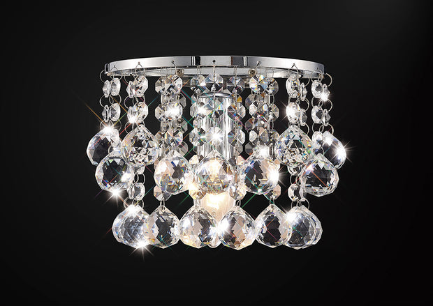 Deco Acton D0160 Polished Chrome Sphere Crystal 1 Light Wall Light