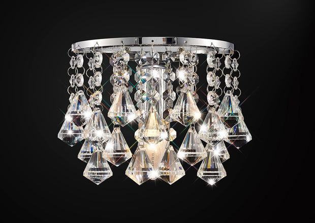 Deco Acton D0161 Polished Chrome Prism Crystal 1 Light Wall Light