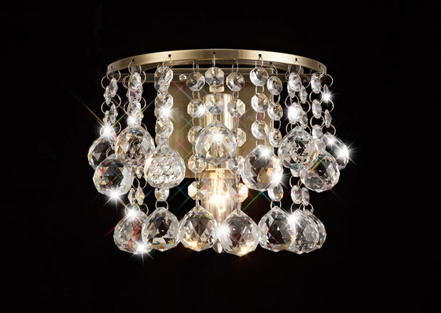 Deco Acton D0191 Antique Brass Sphere Crystal 1 Light Wall Light