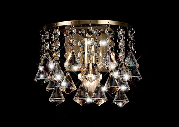 Deco Acton D0192 Antique Brass Prism Crystal 1 Light Wall Light