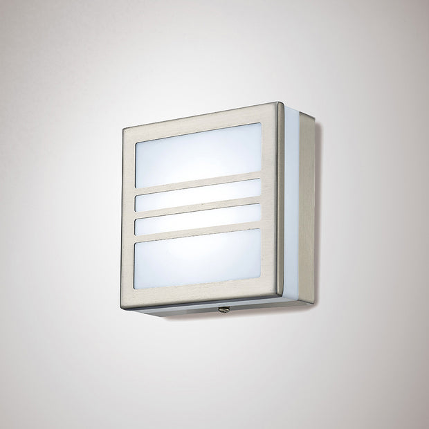 Deco Aldo D0082 Stainless Steel LED Square Flush Ceiling/Wall Light With Opal Glass & Louvre Design - IP44 4000K
