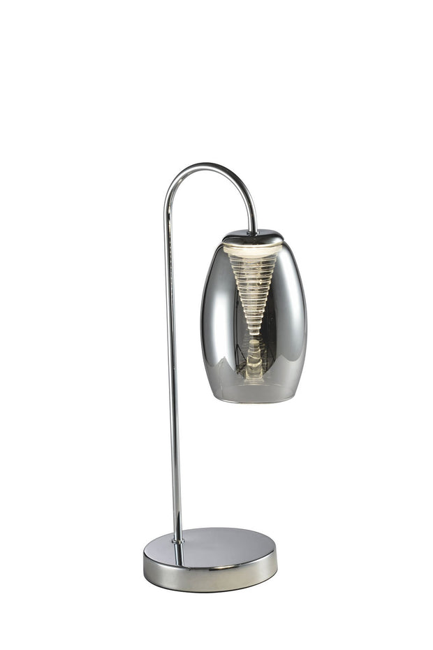 Aria Polished Chrome Led Table Lamp With Smoked Glass - 4000K